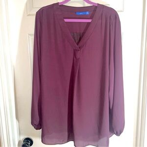 APT 9 Shirt Women 2X Purple Basic Workwear Chiffon Long Sleeve Basic Popover